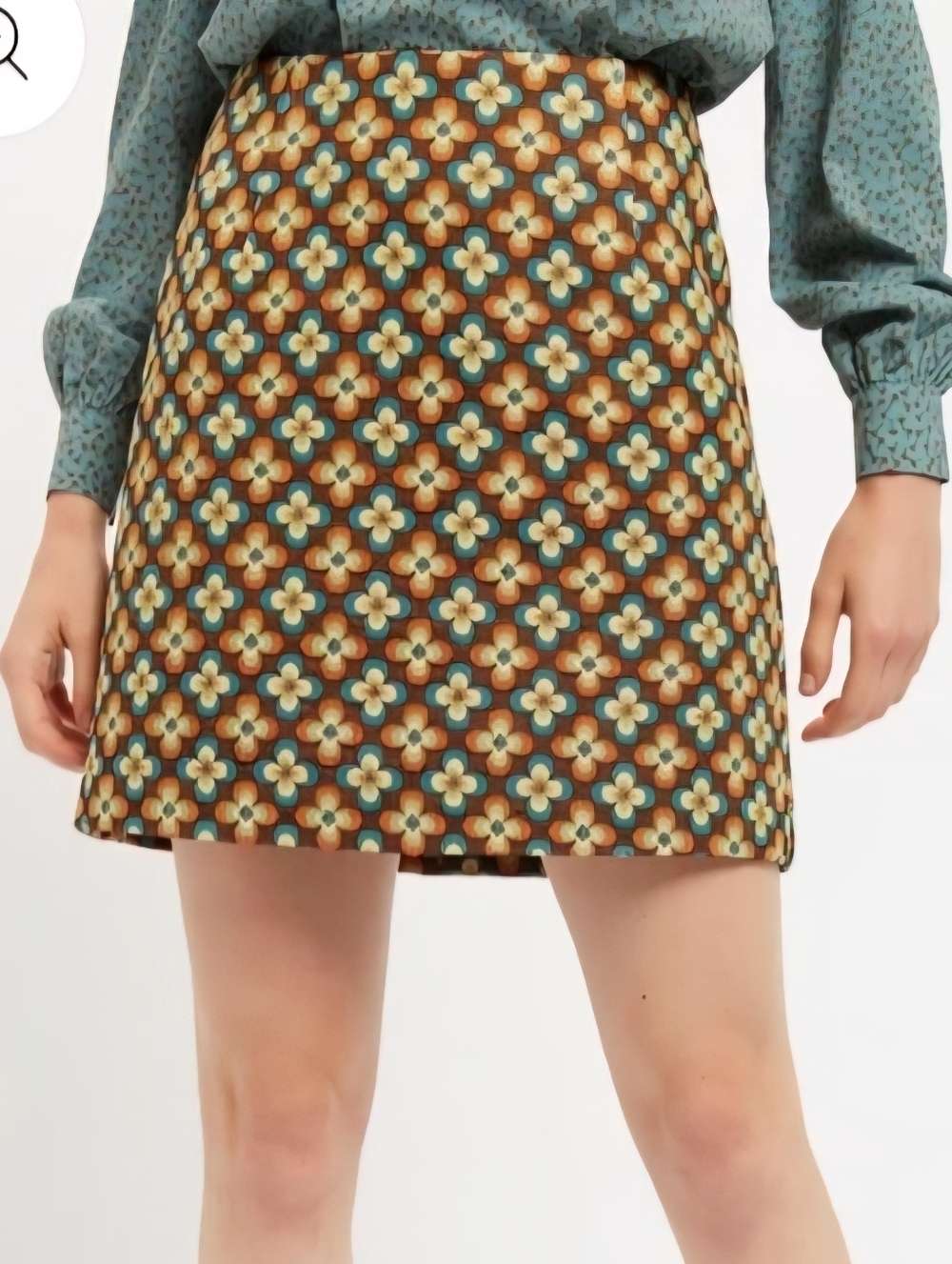 Louche London Deco Aubin Fleur Jaquard Mini Skirt Tapestry Large